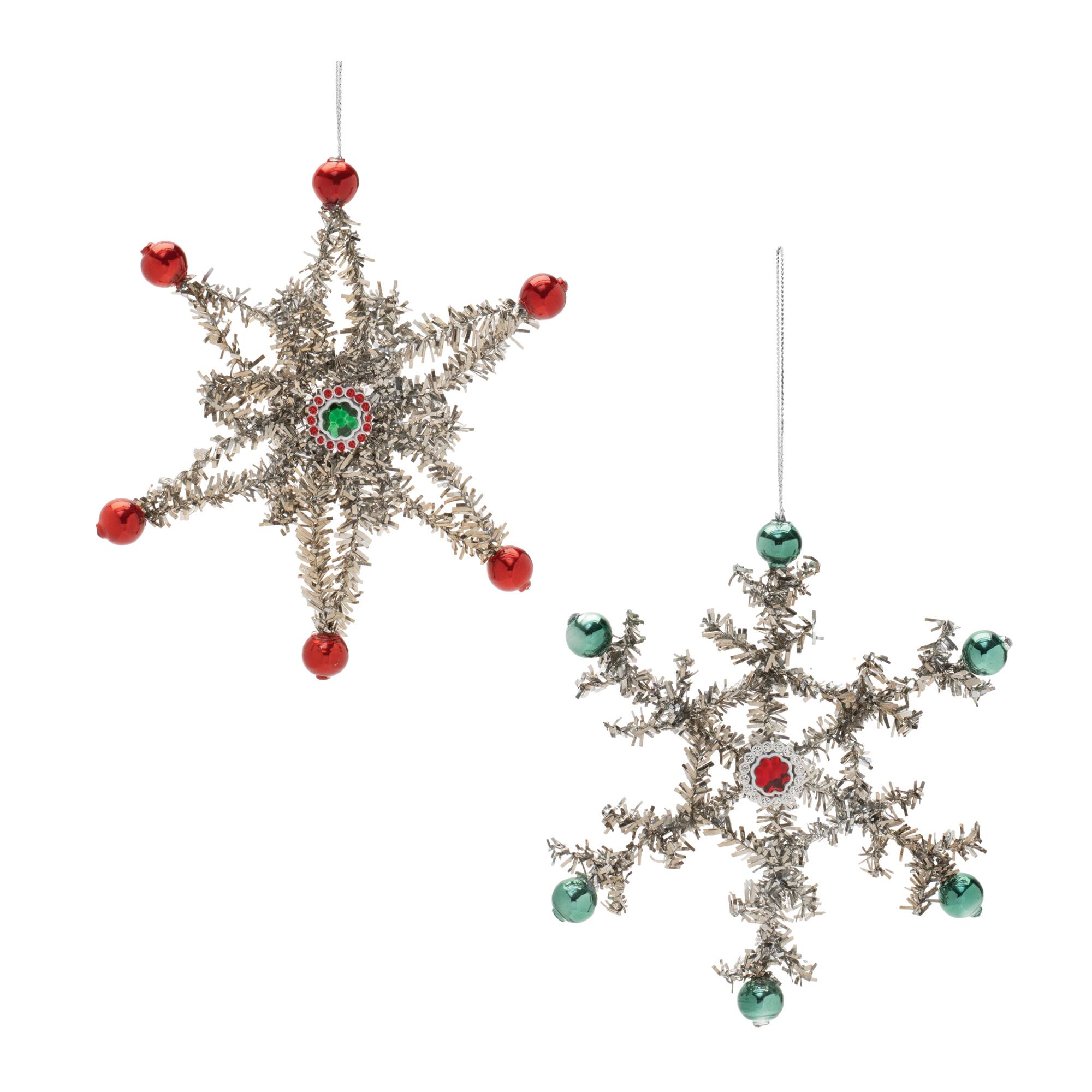 Jeweled Tinsel Snowflake Ornament Set, 12ct.